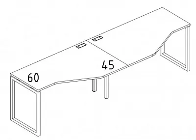 Рабочая станция 280x90x75 Техно на металлокаркасе Юнитекс QUATTRO А4 4 053-2