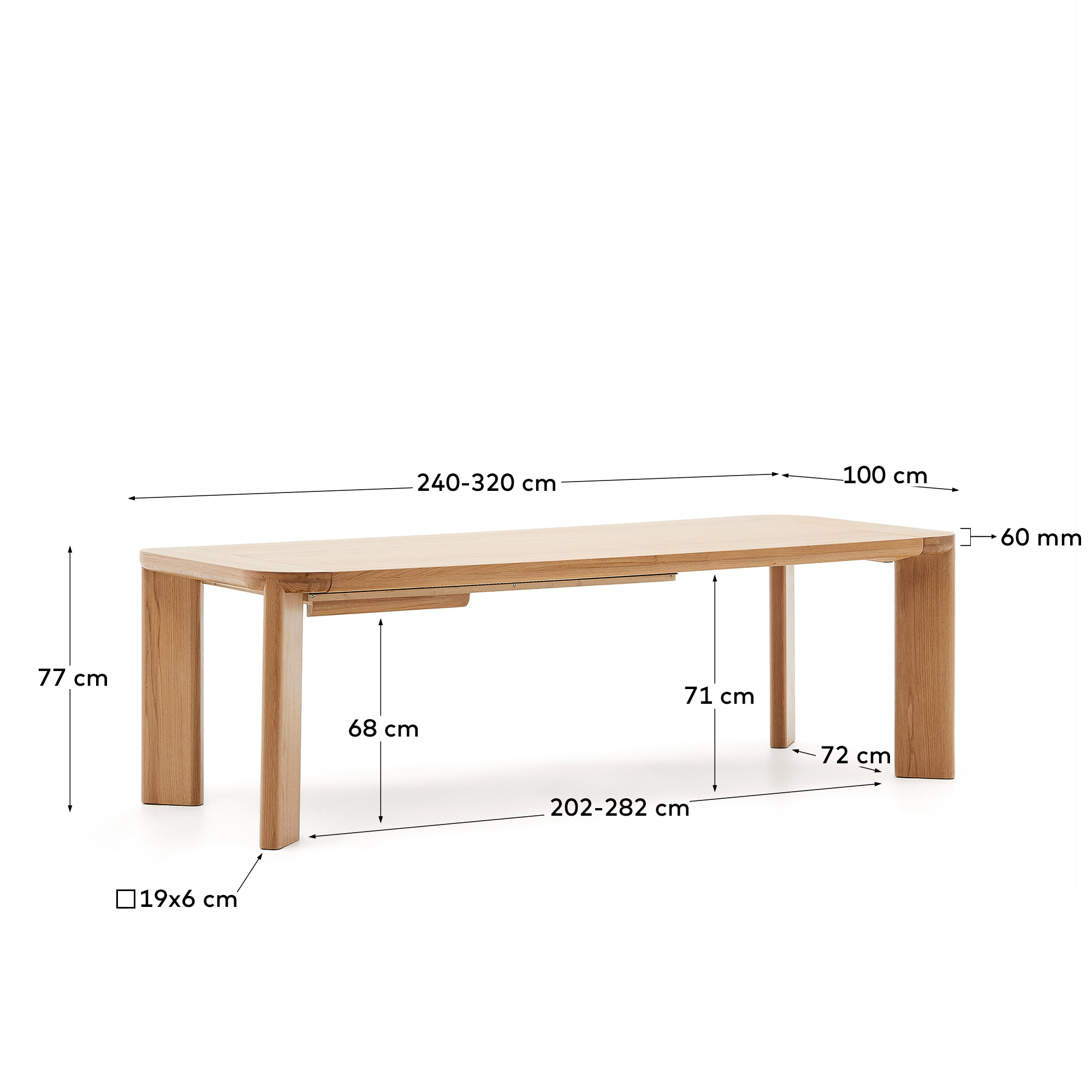 Стол раздвижной La forma Jondal дуб 240 (320) см x 100 см 191518