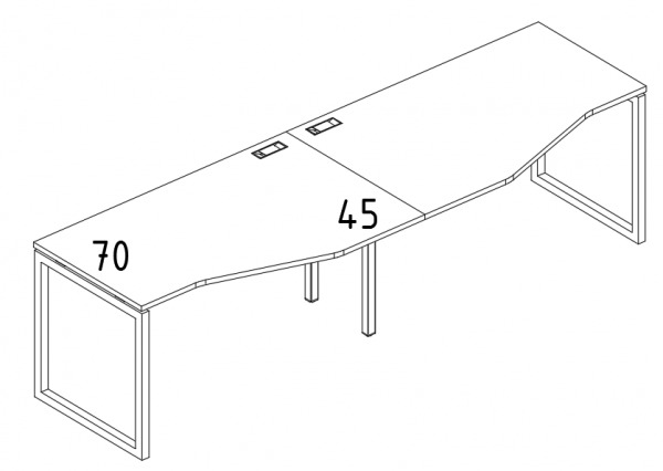 Рабочая станция 240x90x75 Техно на металлокаркасе Юнитекс QUATTRO А4 4 061-2