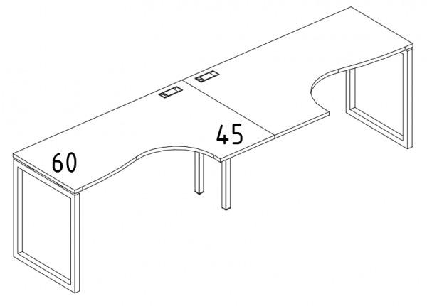 Рабочая станция 240x90x75 Классика на металлокаркасе Юнитекс QUATTRO А4 4 031-2