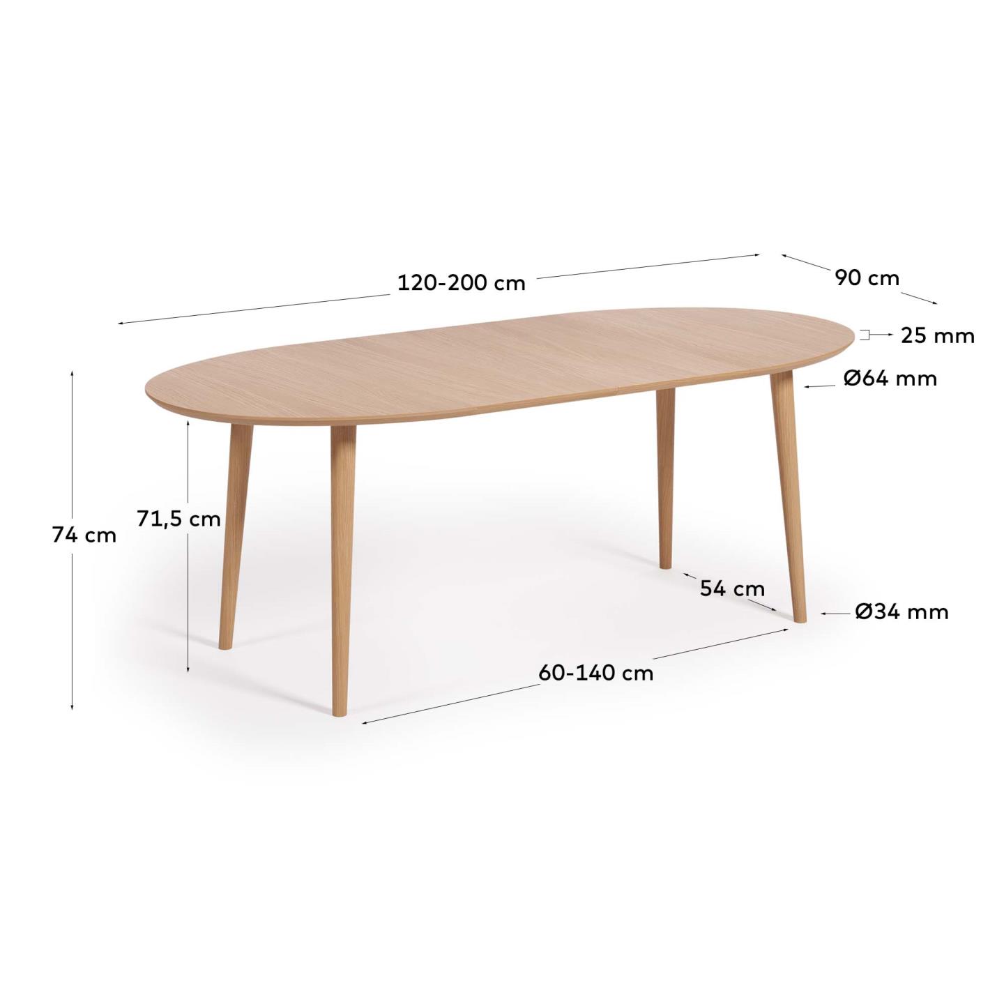 Раздвижной стол La Forma Oqui из МДФ с дубовым шпоном 120 x 90 см