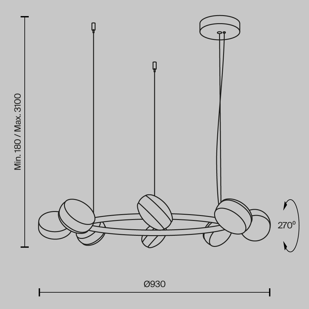 Подвесная люстра Maytoni Mind Латунь, Янтарный MOD299PL-L80BS3K