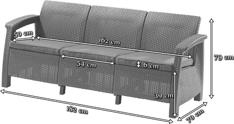 Диван трехместный CORFU Love Seat Max Капучино