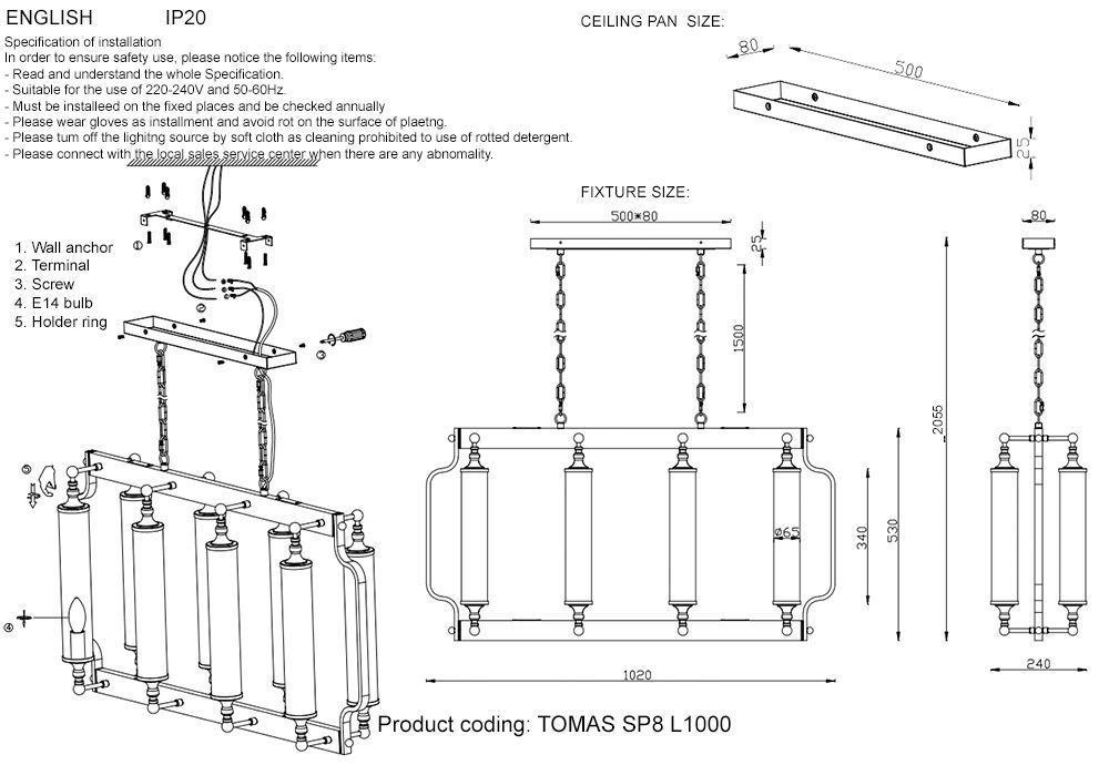 Люстра Crystal Lux TOMAS SP8 L1000 CHROME