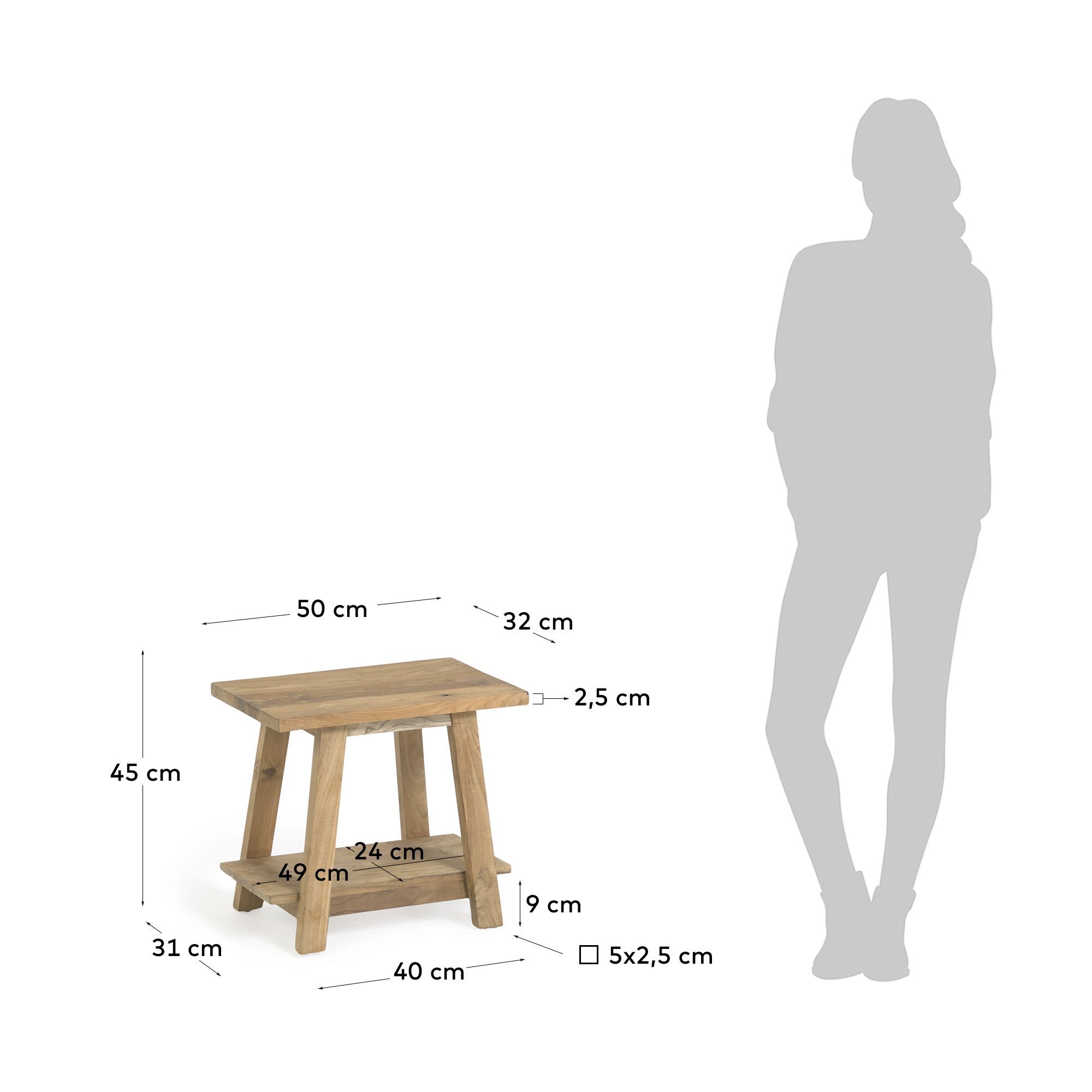 Подставка для ног La Forma Safara из переработанного тика 50 x 32 см