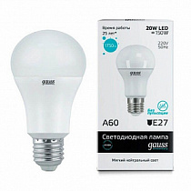 Лампа Gauss Elementary A60 20W 1600lm 4100K E27 LED 1/10/50