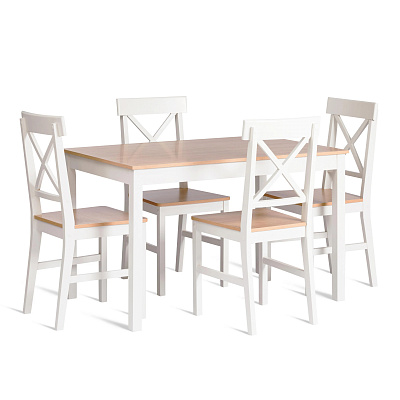 Стол и стулья (комплект) Хадсон Hudson Dining Set (mod.0103) White (Белый) / Натуральный