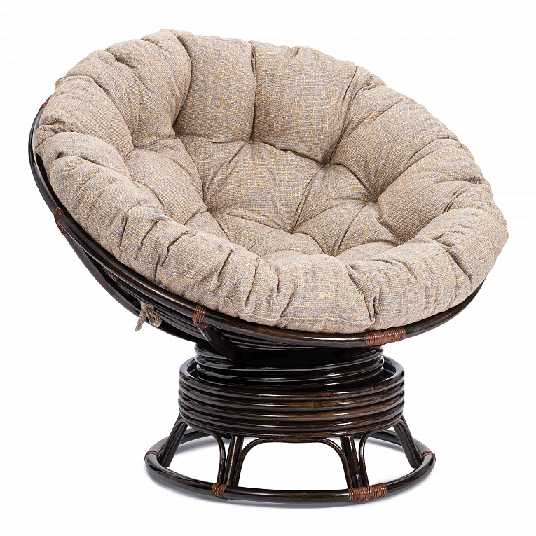 Кресло-качалка Папасан/Papasan (W 23/01 B) с подушкой Античный черно-коричневый / Меланж