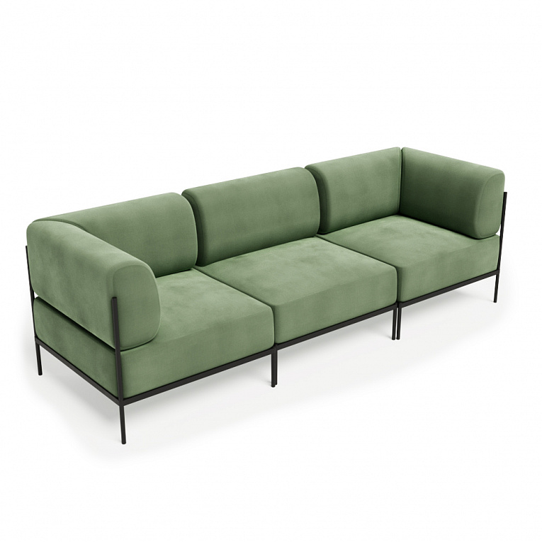 Диван трехместный Рива Рио РСЕ-06 Teddy 338 / Черный