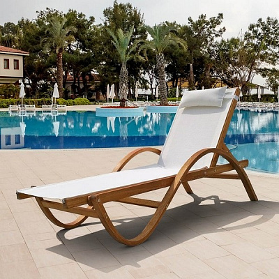 Шезлонг-лежак из сибирской лиственницы Afina Garden AFM-511C White Белый